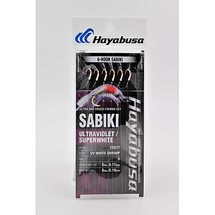 Hayabusa Uv White Shrimp 6-Hook Sabiki, 1 Rig, 1Pc, Size 1, EX017-1