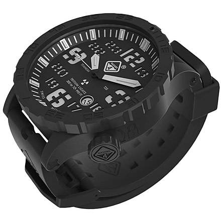 Hazard 4 HeavyWater Diver Titanium Black PVD Dive Watch,Black Dial,White Graphics,Green Bezel,Nylon Strap WAT-HWD-TIPV-KW-GGYG