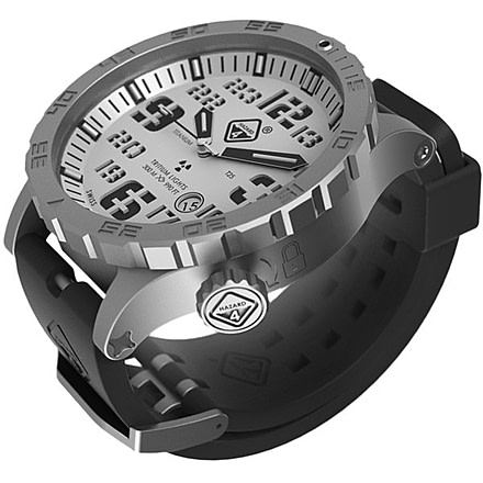 Hazard 4 HeavyWater Diver Titanium Tritium Dive Watch,White Dial,Black Graphics,Green Bezel,Nylon Strap WAT-HWD-TI-WK-GGYG