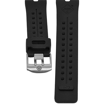 Hazard 4 Nautical TPR Watch Band, Stainless Steel Buckle, Black, WB-NAT24-SS-BLK