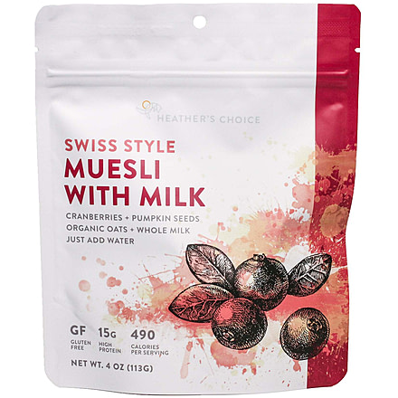 Heather's Choice Swiss Muesli With Milk Dehydrated Breakfast, 113g, 15g Of Protein, Swiss Muesli with Milk