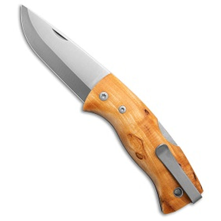 Helle Helle Knives Nipa Lockback Knife Curly Birch Wood 2.72" Satin #657, Brown, Sandvik 12C27, adult, BHQ-194410