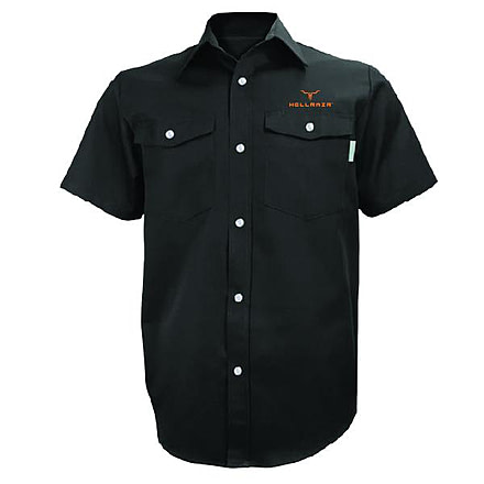 HELLRAZR Short Sleeve Snap Button Shirt, XL, Black, OGHELL-C-SBS-0650