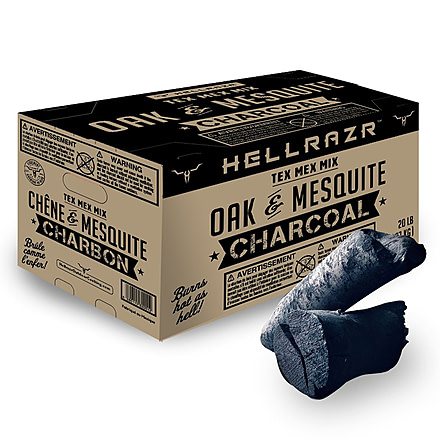 OPMOD HellRazr Tex Mex Mix Oak/Mesquite Charcoal, 20 lbs, Box, TEXMEX-C-BOX-20
