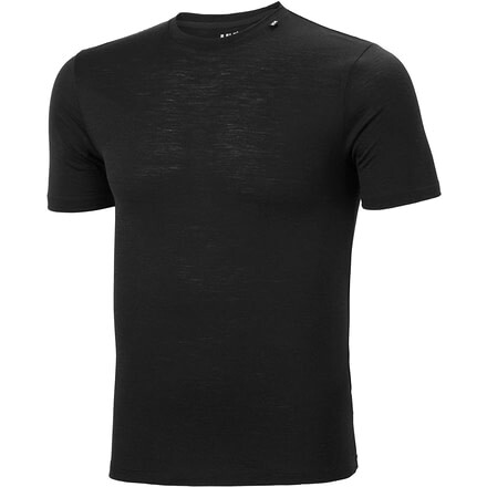 Helly Hansen HH Merino Light Short Sleeve, Black, Small - Mens, 48358-991-S