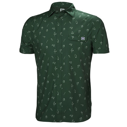 Helly Hansen Oya Short Sleeve Shirt - Mens, Jungle Green Print, Small, 62854-390-S