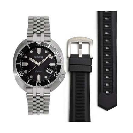 Heritor Automatic Matador Box Set with Interchangable Bands and Date Display, Black/Silver, One Size, HERHR9301