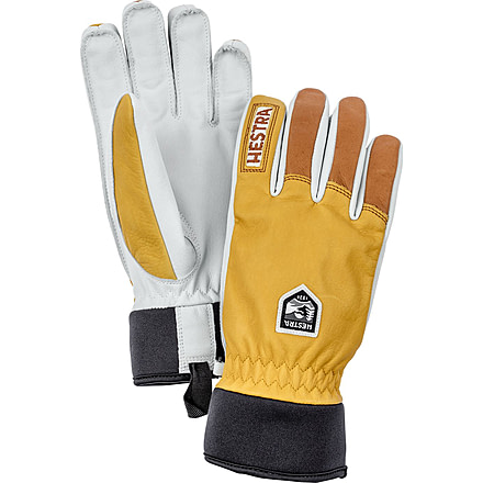 Hestra Army Leather Wool Terry 5 Finger Glove - Unisex, Yellow / Cork, 7, 30800-440710-07