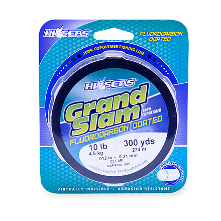 Hi-Seas Grand Slam Fluorocarbon Coated Fishing Line 10 lb, Clear, 300 yd, GSF-F300-10CL