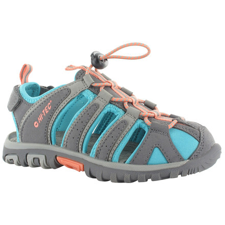 Hi-Tec Cove Jr Sandal - Kids-Cool Grey/Blue Curacoa/Papaya-12 Kid