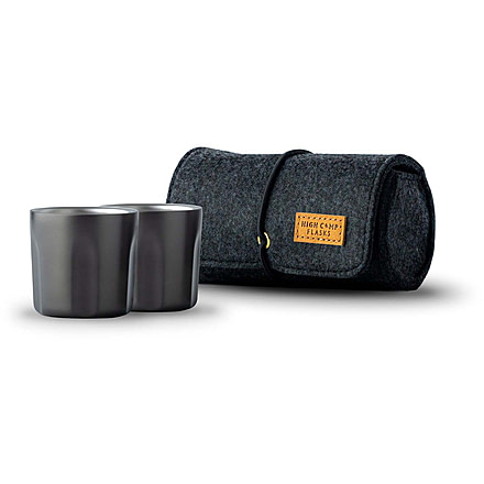 High Camp Flasks Torch Shot-Glass, 2 Pack w/ Wool Case, Gunmetal, 6oz, SG2Pg