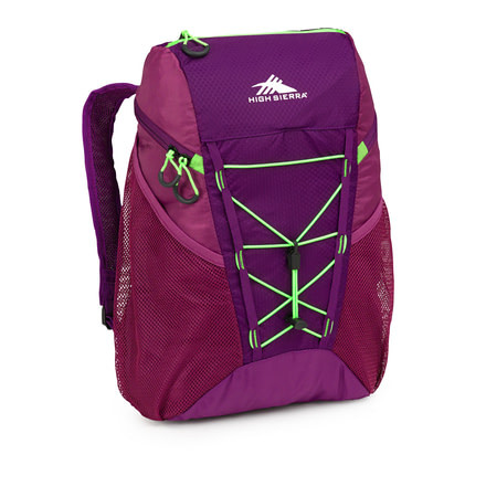 High Sierra Pack-N-Go 2 18L Sport Backpack, Eggplant/Berry Blast/Lime, 18.0inx 11.0inx 8.0in, 63906-4414