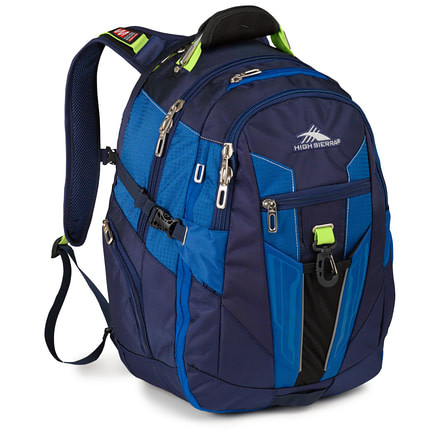 High Sierra XBT Laptop Business Backpack, True Navy/Royal Cobalt/Chartreuse, 19.5inx 13.0inx 7.0in, 58000-4178