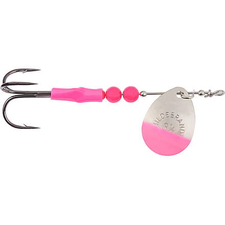 Hildebrandt Salmon Spinner SZ 3.5, Nickel Pink Tip Blade, SZ 1 Treble Hook, 335-NP