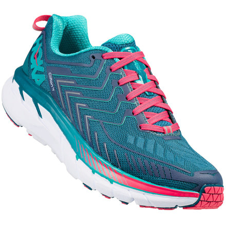 Hoka Clifton 4 Road Running Shoe - Women's-Blue Coral/Ceramic-Medium-5