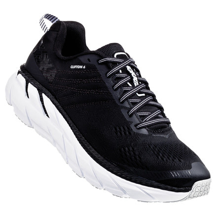 Hoka Clifton 6 Running Shoes - Mens, Black / White, Medium, 7, 1102872-BWHT-07