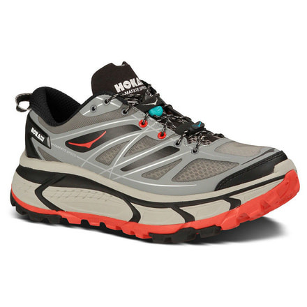 Hoka Mafate Speed Trail Running Shoe - Men's-Grey/Black/Red-Medium-13 US