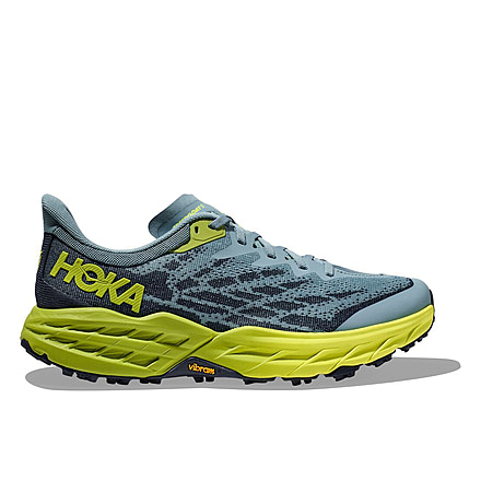 Hoka Speedgoat 5 Wide Trailrunning Shoes - Mens, Stone Blue/Dark Citron, 8.5EE, 1123159-SBDCT-08.5EE