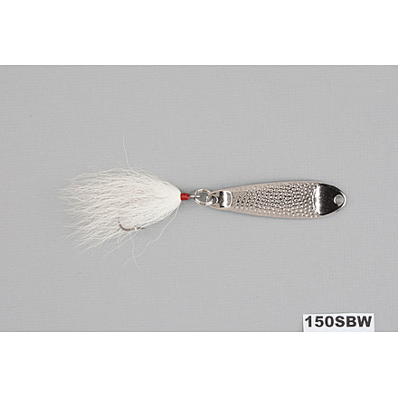 Hopkins 150SBW Shorty Hammered Spoon w/Bucktail Treble, Stainless Steel, 1 1/2oz, 3 1/2in, 150SBW