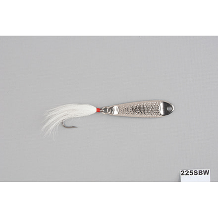 Hopkins 225SBW Shorty Hammered Spoon w/Bucktail Treble, Stainless Steel, 2 1/4oz, 3 1/2in, 225SBW