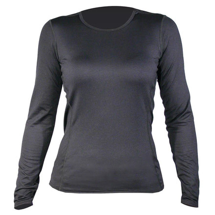 Hot Chillys Womens Micro Elite Chamois CREWNECK TOP, Black, S HC9908-Black-S