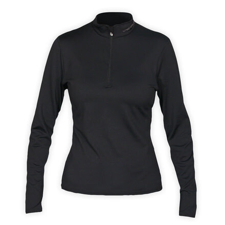 Hot Chillys Womens Micro Elite Chamois SOLID ZIP-T, Black, XS HC9913-Black-XS