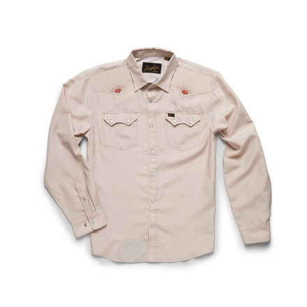 Howler Brothers Crosscut Deluxe Shirt - Mens, Riverbed Oxford / Rising Sun, Small, 125819F-RSR-S