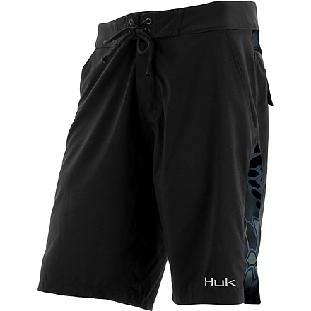 HUK Camo Board Shorts, 40in Waist, Neptune H2000000NEP40