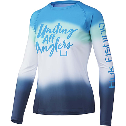 HUK Performance Fishing Flare Fade Pursuit Shirt - Womens, Malibu Blue, M, H6120093-438-M