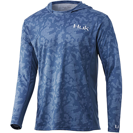 HUK Performance Fishing Icon X Running Lakes Hoodie - Men's, Titanium Blue, M, H1200393-428-M
