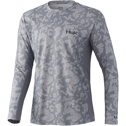 HUK Performance Fishing Icon X Running Lakes L/S Shirt - Mens, Overcast Grey, S, H1200394-032-S