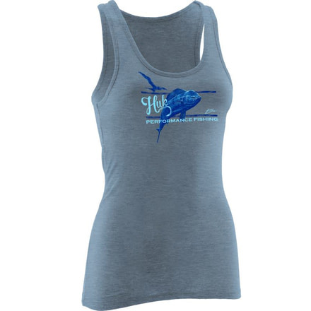 HUK KScott Double Down Ladies Tank, Heather Carolina Blue, Extra Small H1000052HCBXS