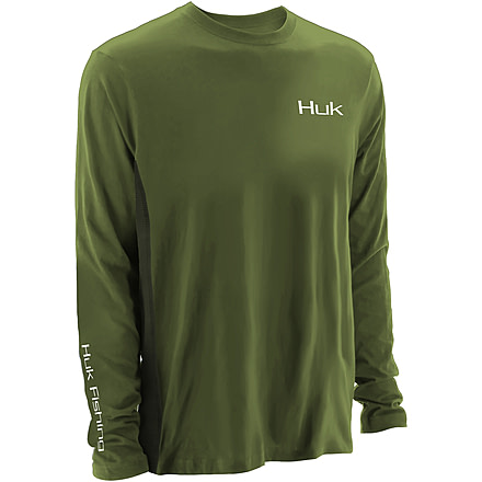 HUK Mens KScott Performance American BaShort Sleeve Long Sleeve Shirt, Military Olive Drab H1200104MODXL
