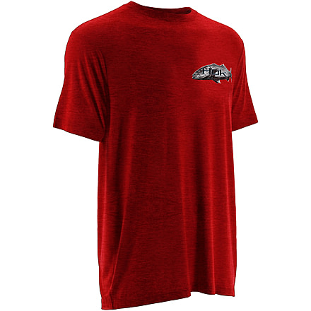 HUK Mens Kscott Striper Pursuit Tee, Heather Red H1000065HRDS