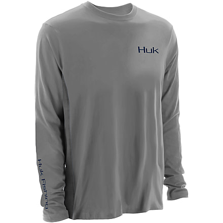 HUK Mens KScott Twin Diesel Icon Long Sleeve Shirt, Grey H1200101GRYS