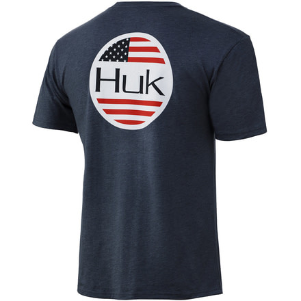 HUK Performance Fishing Americana Flag Short Sleeve Tee - Mens, Navy Heather, 2XL, H1000238-415-XXL