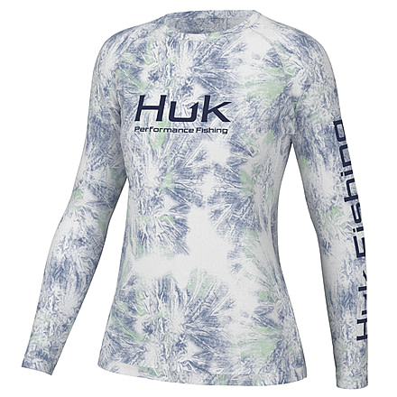 HUK Performance Fishing Aqua Dye Pursuit Crew Shirt - Womens, White, L, H6120173-100-L