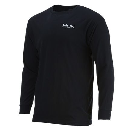 HUK Performance Fishing Bass Boat Shield LS Tops, Short Sleeve - Mens, Black, Medium, H1000178-001-M