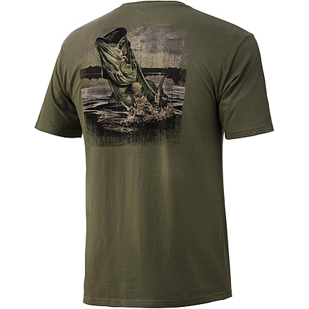 HUK Performance Fishing Bass Camp Short Sleeve Tee - Mens, Deep Lichen Green, Small, H1000237-342-S