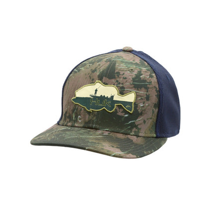 HUK Performance Fishing Bass Patch Trucker Stretch Headwear, Cap - Mens, Southern Tier, Large - Extra Large, H3000176-385-LXL