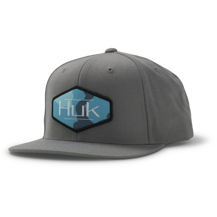 HUK Performance Fishing Camo Patch Flat Bill Hat - Mens, Sharkskin, One Size, H3000242-028-1