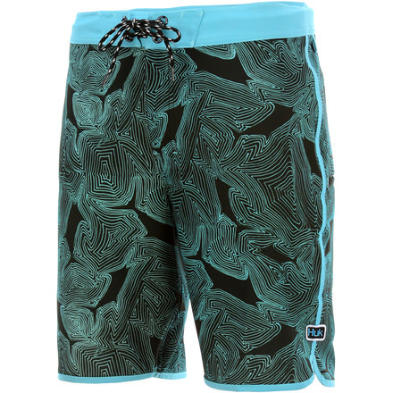 HUK Performance Fishing Classic 20in Classic Blue Lines Boardshort - Mens, Black, 32, H2000076-001-32