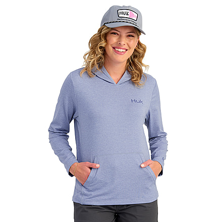 HUK Performance Fishing Coldfront Pullover Hoodie - Womens, Lghtng Sky Hthr, Large, H6130023-463-L