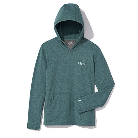 HUK Performance Fishing Coldfront Pullover Hoodie - Womens, Nrth Atlnc Hthr, Small, H6130023-367-S