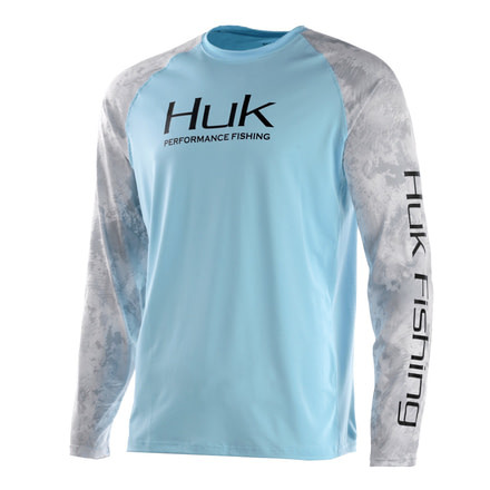 HUK Performance Fishing Fishing Long Sleeve Double Header Top - Men's, Ice Blue, Extra Large, H1200136-450-XL, EDEMO1