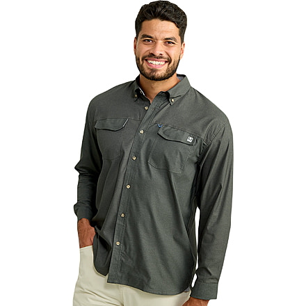 HUK Performance Fishing Hawser Heather Flannel - Mens, Volc Ash Hthr, Extra Large, H1500208-015-XL