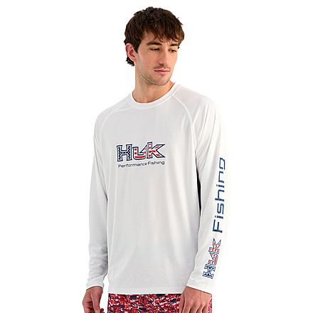 HUK Performance Fishing Pursuit Americana Fill Long Sleeve Crew - Mens