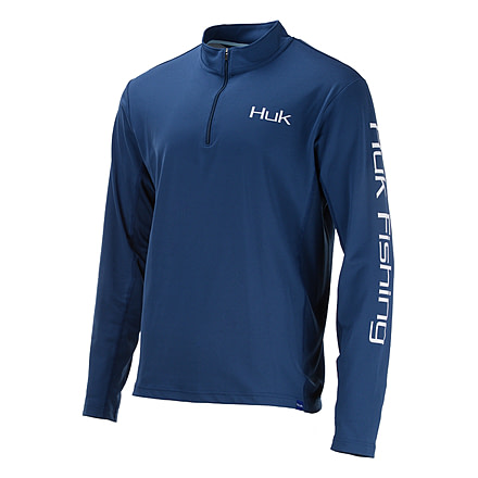 HUK Performance Fishing Icon 1/4 Zip Tops - Men's, Dark Blue, Small, H1200140-401-S