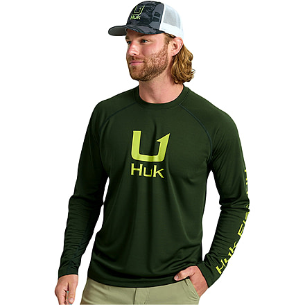 HUK Performance Fishing Icon Long Sleve Crew - Mens, Cypress Landing, Extra Large, H1200573-377-XL
