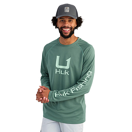 HUK Performance Fishing Icon LS Crew Shirt - Mens, North Atlantic, Small, H1200573-365-S